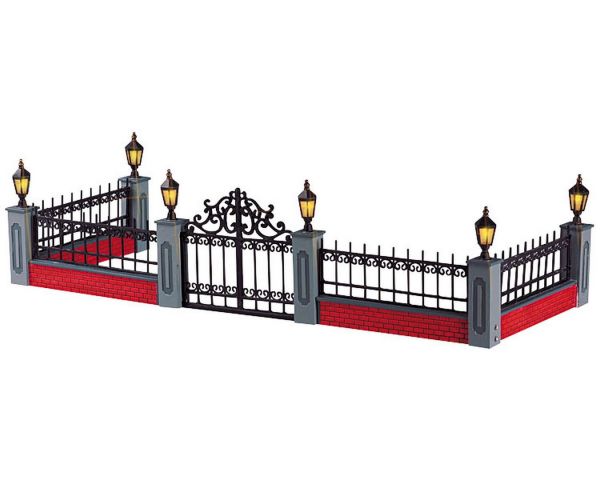 LEMAX - Lighted Wrough Iron Fence